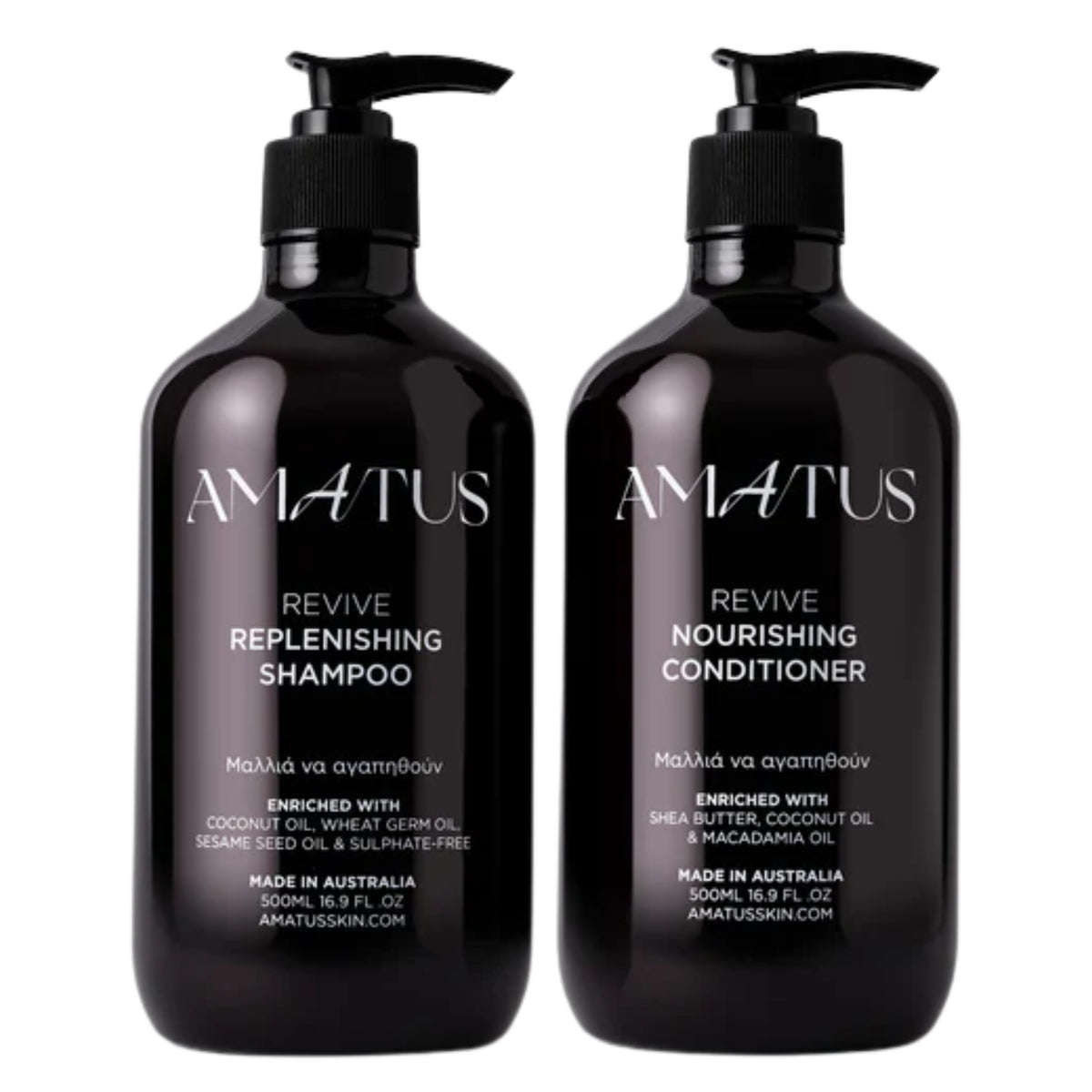 Amatus Revive Repairing & Smoothing Haircare Set, Softer, Silkier Hair with Each Wash - 500ml